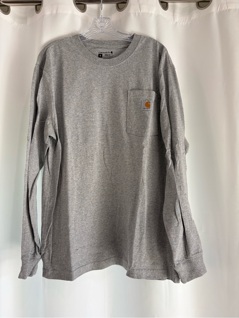 Carhartt Gray Long Sleeve Pocket Tee with Logo Patch